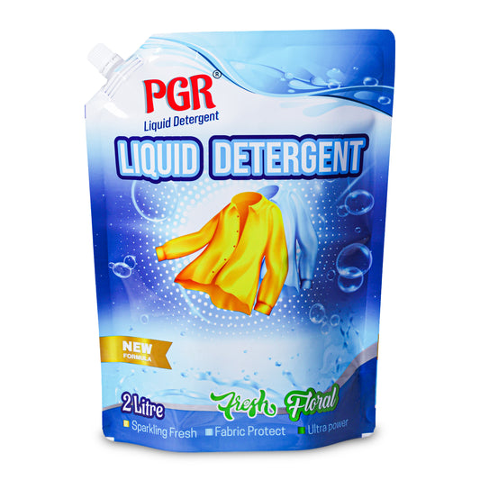 PGR Liquid Detergent 2 L - Washing Machine Compatible (Top load/Front load) and manual washing - Fresh Floral Fragnance
