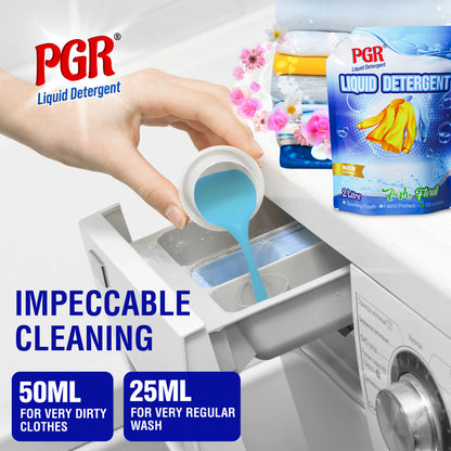 PGR Liquid Detergent 2 L - Washing Machine Compatible (Top load/Front load) and manual washing - Fresh Floral Fragnance