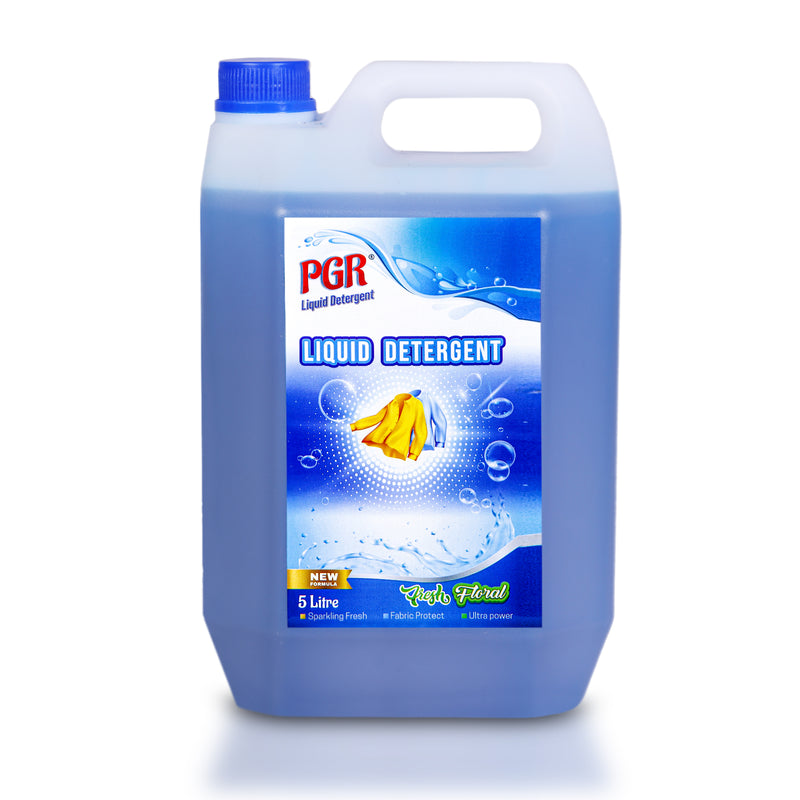 PGR Liquid Detergent 5 L - Washing Machine Compatible (Top load/Front load) and manual washing - Fresh Floral Fragnance (Blue) - PGR  Liquid Detergent