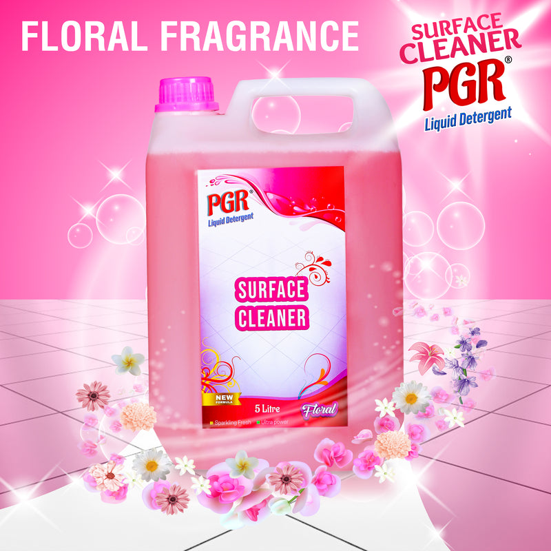 PGR Disinfectant Surface & Floor Cleaner Liquid, Floral Fragrance - 5  Litre, Suitable for All Floors and Cleaner Mops, Anti Bacterial Formulation